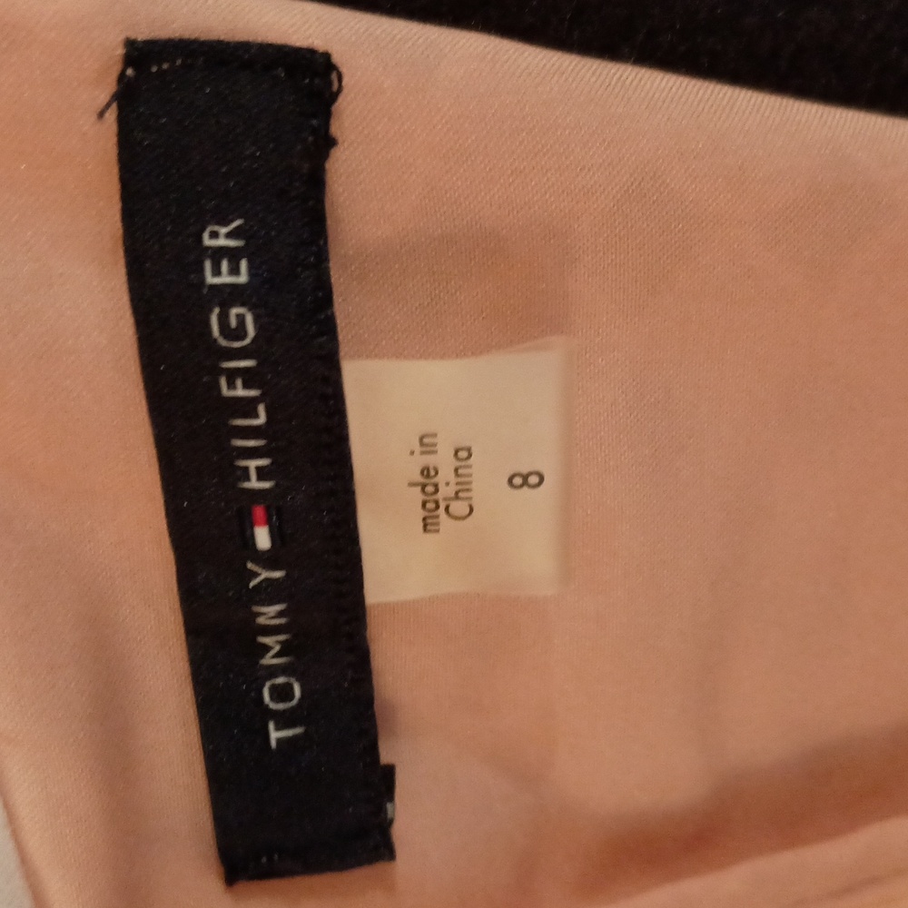 Tommy Hilfiger fit and flare midi dress w/ white lace over salmon sheath, 8, EUC - Picture 6 of 7